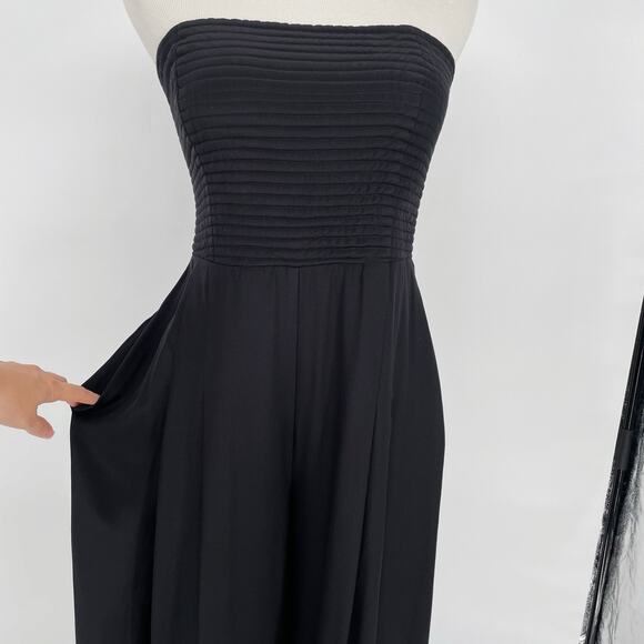 Gilner Farrar Niki Large Strapless Silk Jumpsuit Wide Leg Pockets Playsuit Black - Picture 4 of 15